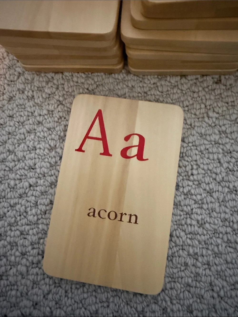 Pottery Barn Kids Wooden Alphabet Flashcards - Natural Wood with Red Letters